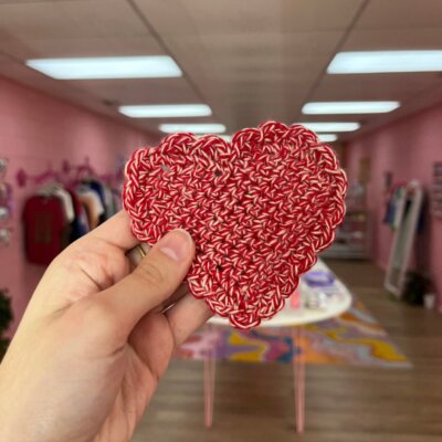 Crochet Heart Coaster