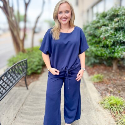 Midnight Ease Wide-Leg Set in Navy