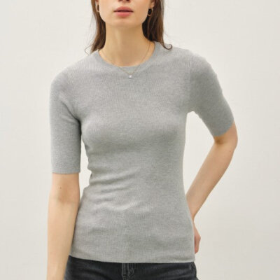 Half Sleeve Rib Knit Top