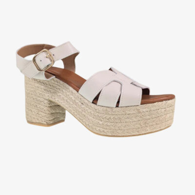 Ateliers Nadia Heel – White Leather Square Toe Sandal
