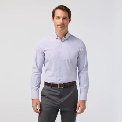 Leeward LS Purple Dusk Banker Stripe