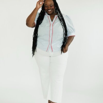 The Elaine Top in Light Blue