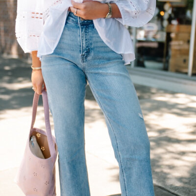 High Rise Slim Wide Light Wash Jean (0-22)