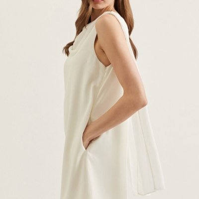 Cowl Neckline Mini with Back Scarf