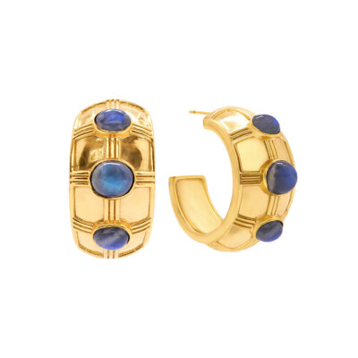 Bold Hoop Earrings - Blue Labradorite