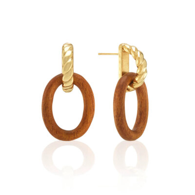 Link Drop Earrings - Teak