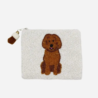 Golden Doodle Beaded Coin Pouch
