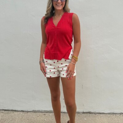 Cream Red Polka Dot Shorts