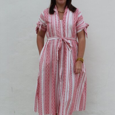Crimson Weave Shirt Dress
