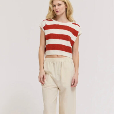 Cap Sleeve Stripe Sweater