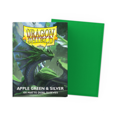 Dragon Shield Matte Dual Sleeves – Apple Green & Silver (100ct) Standard Size