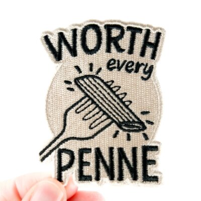 Worth Every Penne Embroidered Patch Funny Pasta Iron On Hats