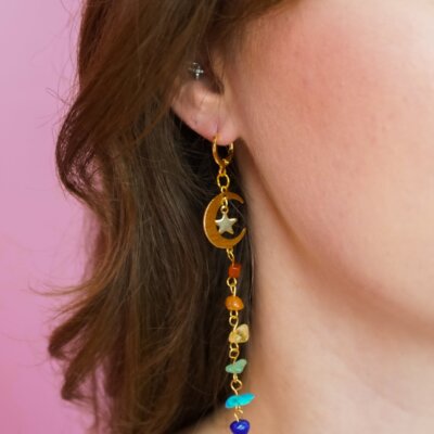 Moon Rocks Rainbow Dangle Earrings