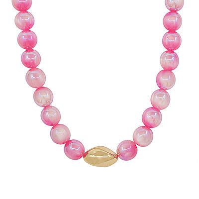 15mm Candy Bead & Geo Metal Necklace-Pink
