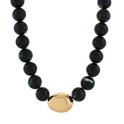Marble Stone Ball Necklace-Black