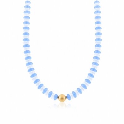 Metal Ball & Beads Necklace-Blue