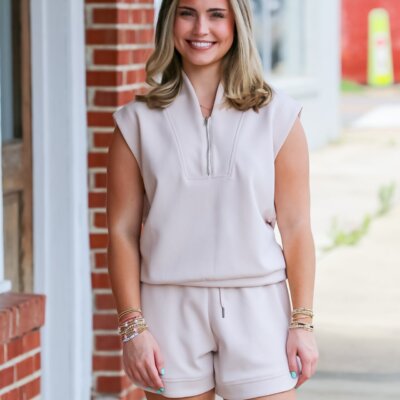 Modal Blend Zip-Up Top in Blush