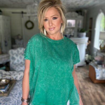 Kelly Green acid wash high low top