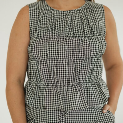 Tessa Black Gingham Tank (XS-XL)