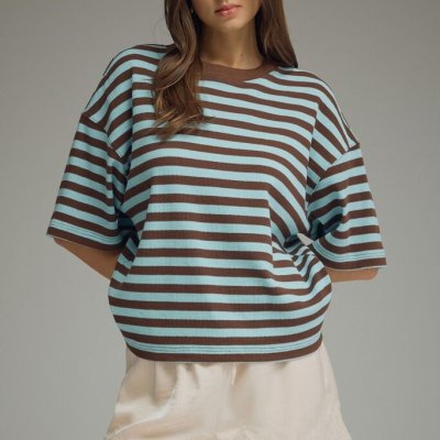 Blue & Brown Striped Sweater Top