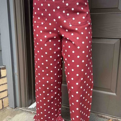 Polka Dot Ruffle Hem Pants