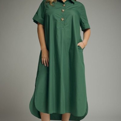 S/S Midi Dress w/Snap Closure