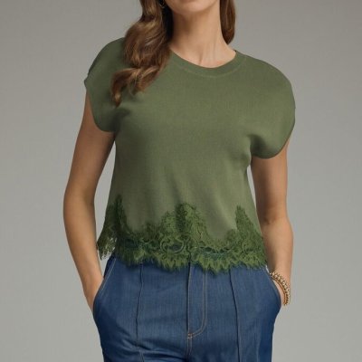 Cap Sleeve Lace Detail Top