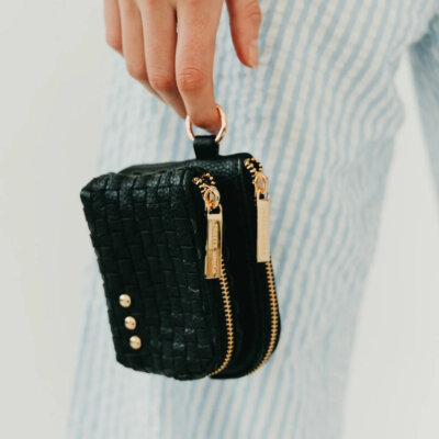 Woven Cameron Double Zip Clippable Card Wallet