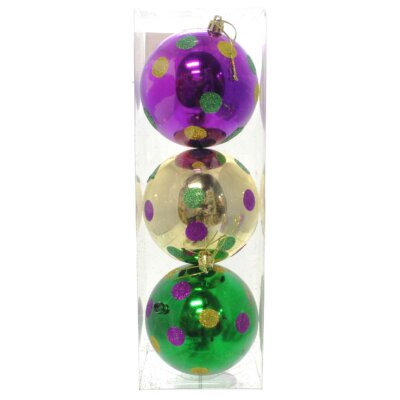 Mardi Gras Ball Ornaments with Dots, 4"