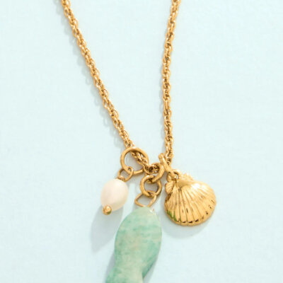 Skipjack Fish Necklace 17" Amazonite