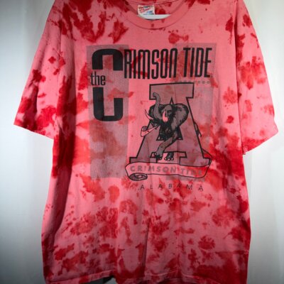 Vintage Alabama X Hanes Crimson Tie Dyed T-Shirt Large