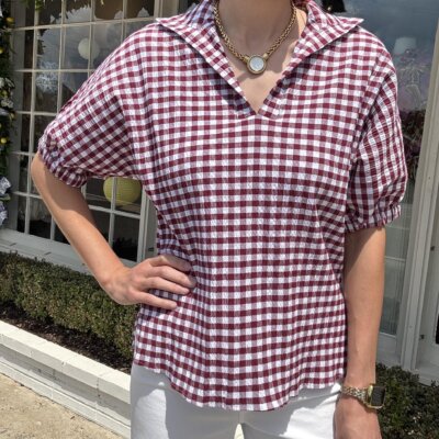 Burgundy Gingham Popover