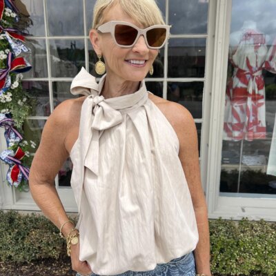 Bubble Tie Top-Tan