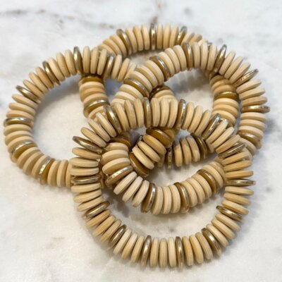 Wooden Disk Stretch Bracelet