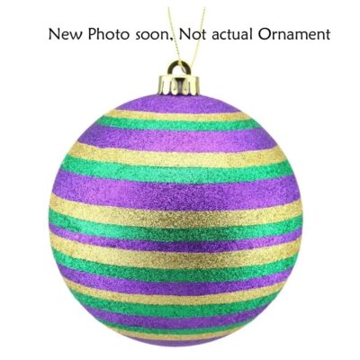 Horizontal Striped Ball Ornament: Mardi Gras 2.5"