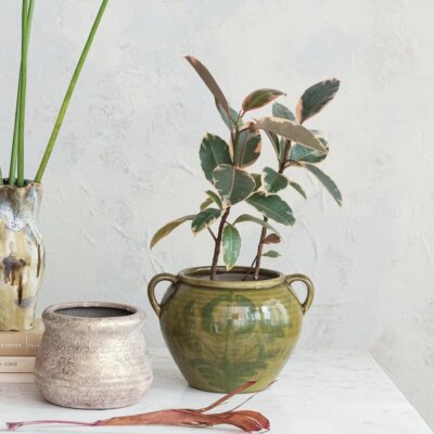 Hand-Painted Terra-Cotta Urn