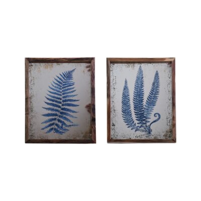 Blue Botanical Mirror Print