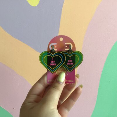 I Cry Easily Earrings - Green