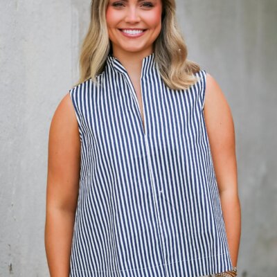 The Weekend Stripe Top in Navy