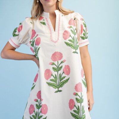 Collins Notch Neck Dress Pink Mix