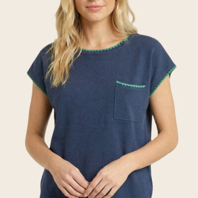 Marci Stitch Detail Sweater Navy