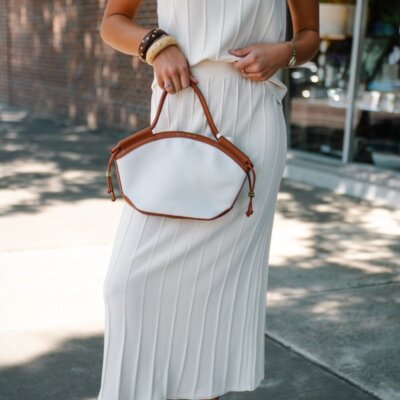 Riley Panel Beige Midi Skirt
