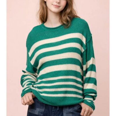 Striped Oversize Knit Sweater Top