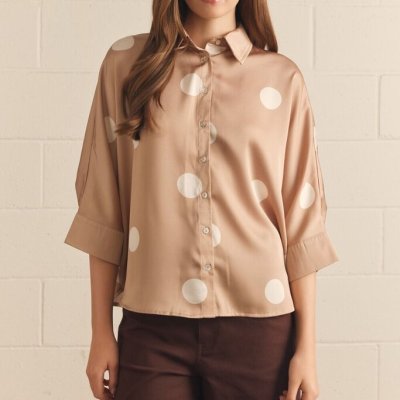 Polka-Dot 3/4 Slv. Top