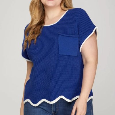Scallop Hem Sweater Top