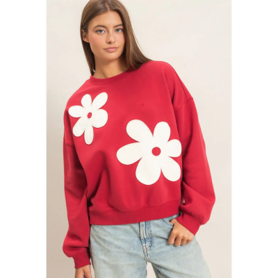 Flower Applique LS Top