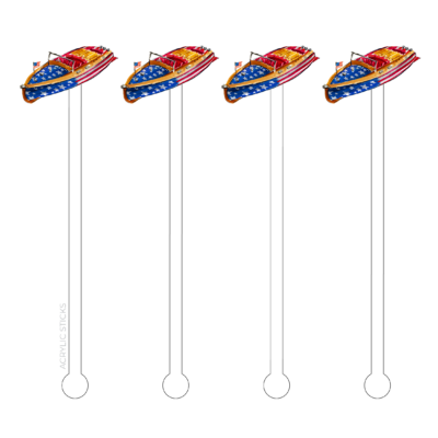 American Flag Chris Craft Boat Acrylic Stir Sticks