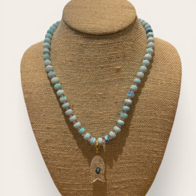Hampton Blue Beaded Fish Charm Necklace
