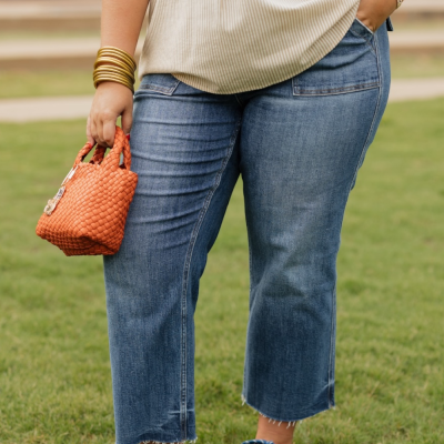 Superb High Rise Crop Utility Straight Jean (0-22)