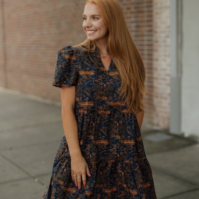 Ivy Mini Team Toile Auburn Dress (XS-2XL)
